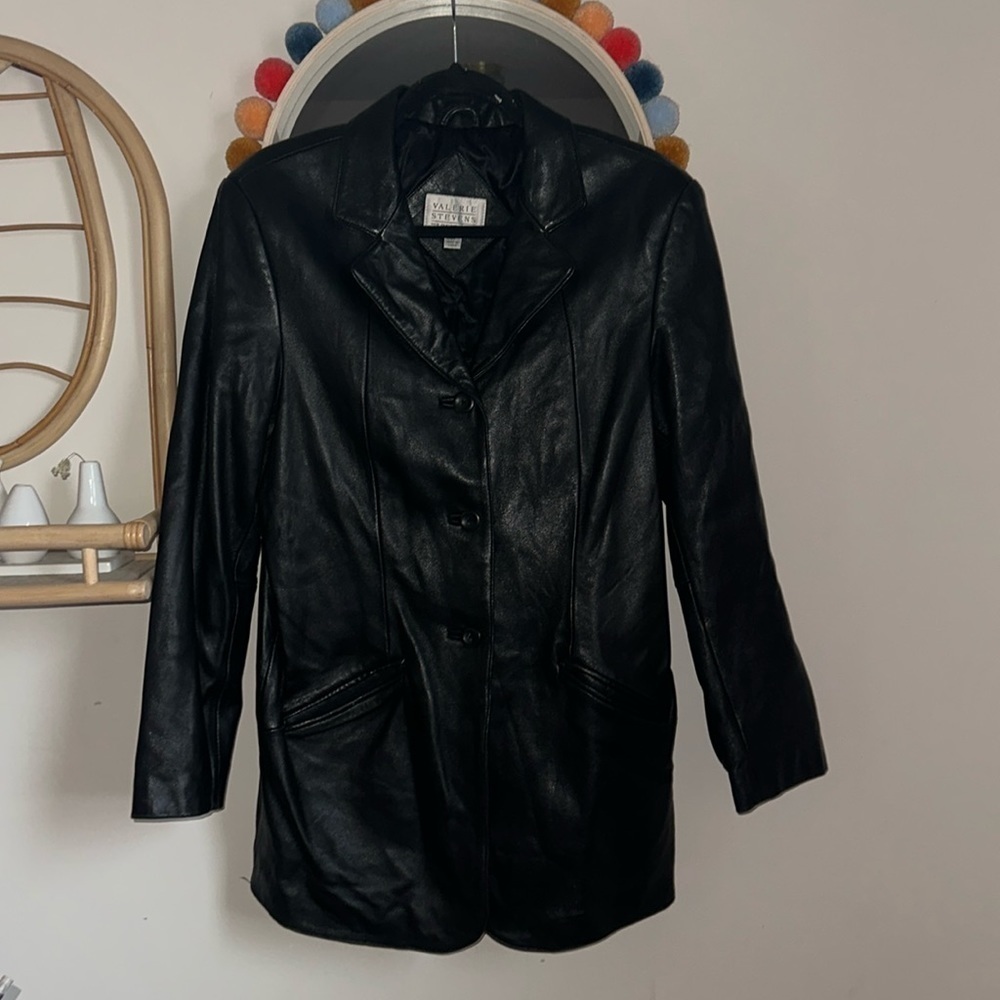 Vintage Valerie Stevens New Zealand Lambskin Leather Blazer Jacket Coat